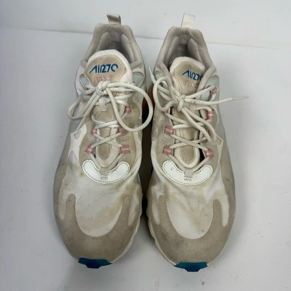 Nike Air Max 270 Epic React White & Pink Athletic Shoes Running Workout